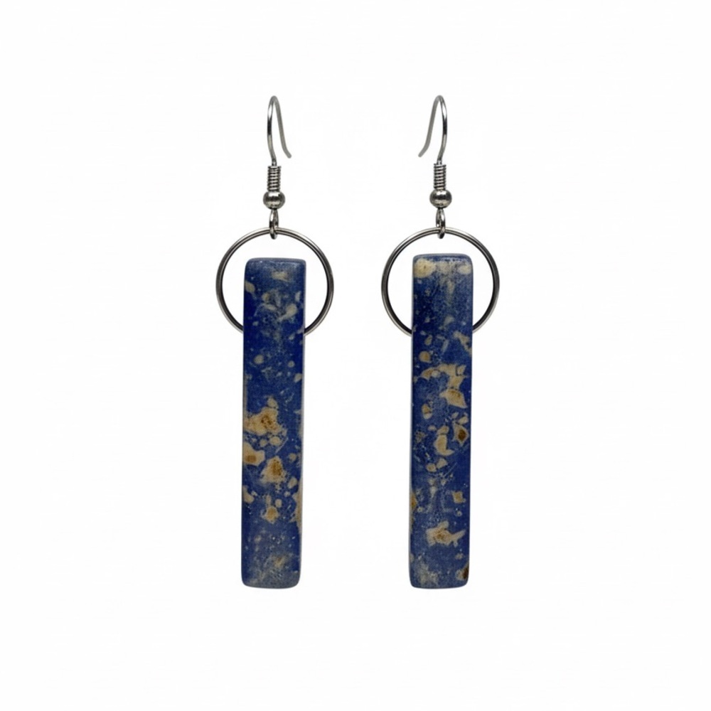 Lapis Lazuli Galactic Bar Earrings - Natural Stone Jewelry